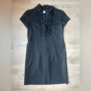 J. Crew black wool blend ruffle collar shift dress size 6